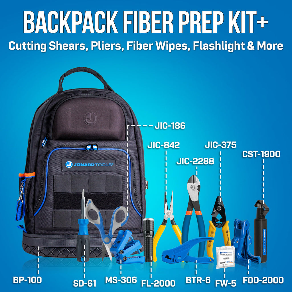 Jonard Tools TK-121B Backpack Fiber Prep Kit+