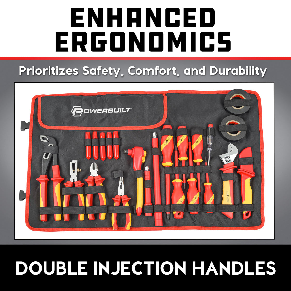 Powerbuilt 33-Piece VDE Tool Set, Insulated Ratchet, Screwdrivers, Sockets, Acessories, High-Voltage Electrical and Hybrid Vehicles, Home Repair, Certified High-Quality - 642938