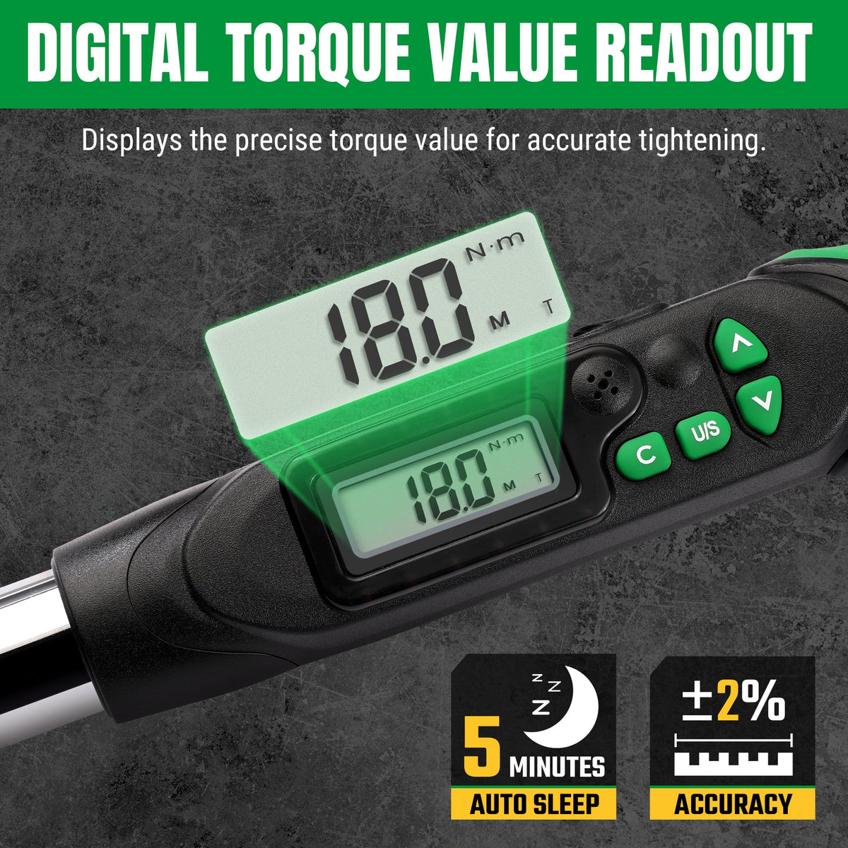 SK 3/8" Drive Digital Torque Wrench, 6.8 to 135 N-M, LED Display