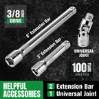 SK 3/8" Drive Socket Set with 90-Tooth Ratchet, SAE & Metric, CR-V Steel