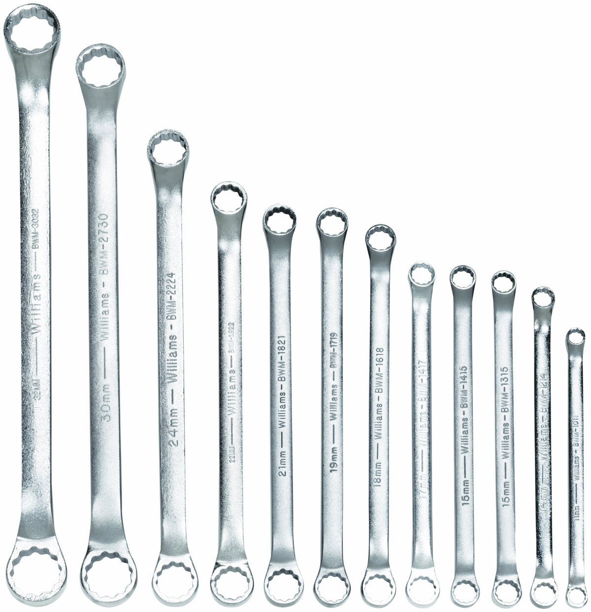 Williams WS-7707 7-Piece Double Head 10-Degree Offset Box End Wrench Set