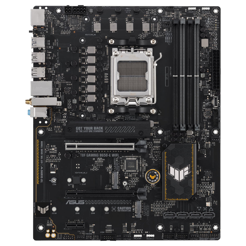 ASUS TUF Gaming B650-E WIFI AMD B650 AM5 DDR5 8000 DP HDMI 3x M2 USB3.2 WiFi 6E + BT AURA RGB 2.5Gbit LAN ATX Motherboard with ASUS TUF Protection, Q-Design, Armoury Crate