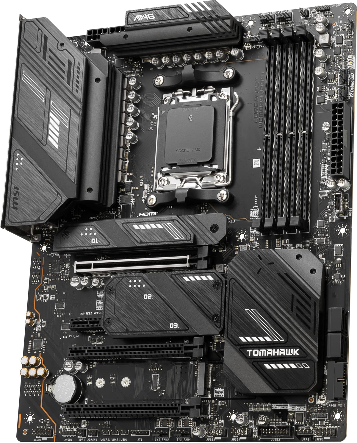 MSI MAG X670E Tomahawk WiFi Gaming Motherboard (AMD Ryzen 9000/8000/7000 Series Processors, AM5, DDR5, PCIe 5.0, SATA 6Gb/s, M.2, USB 3.2 Gen 2, Wi-Fi 6E, Bluetooth 5.3, 2.5Gbps LAN, HDMI/DP, ATX)