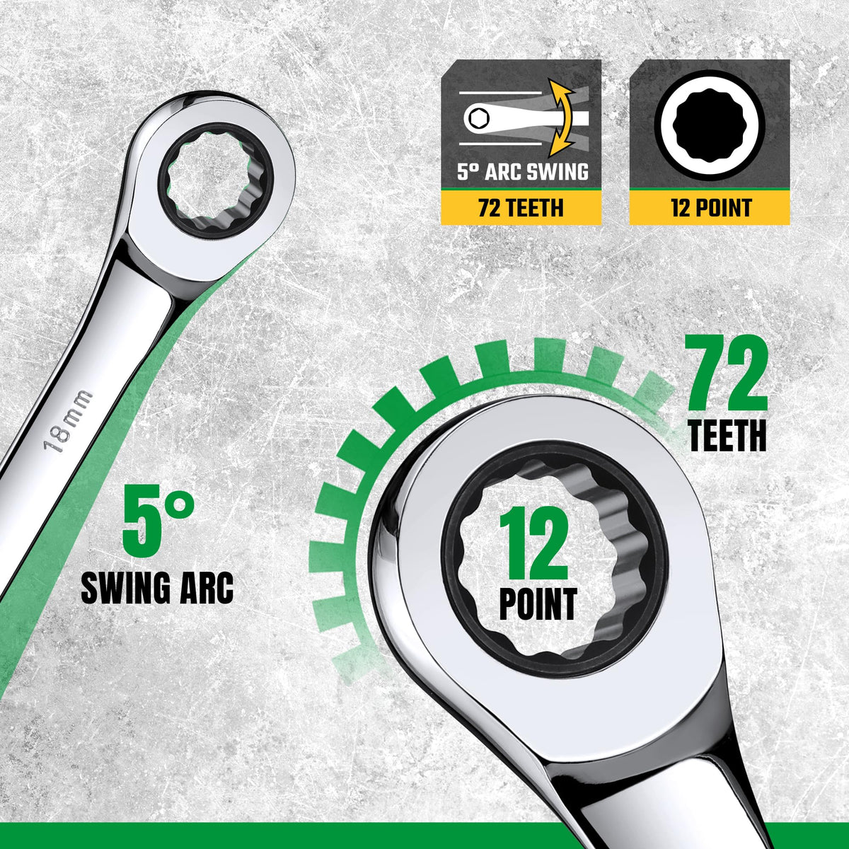 SK Ratchet Wrenches Set, SAE 1/4" to 1", Metric 8 to 19mm, 25-Piece