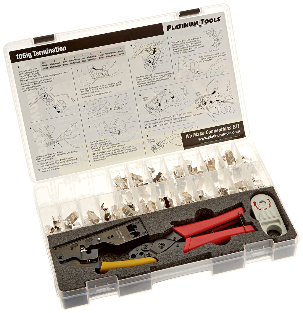 Platinum Tools 90170 10Gig Termination Kit, Cat6A Rated for Network Installers