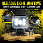 Jonard Tools SOL-T1 Solis LED Utility Truck Light, 4800 Lumens, Remote-Controlled 360° Rotation, Rechargeable 10,000 mAh Battery, Magnetic Base, IP65 Water-Resistant, Portable Work Light